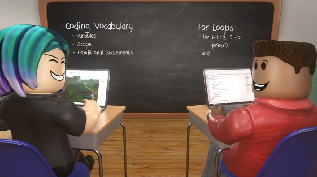 Niños aprendiendo con Roblox